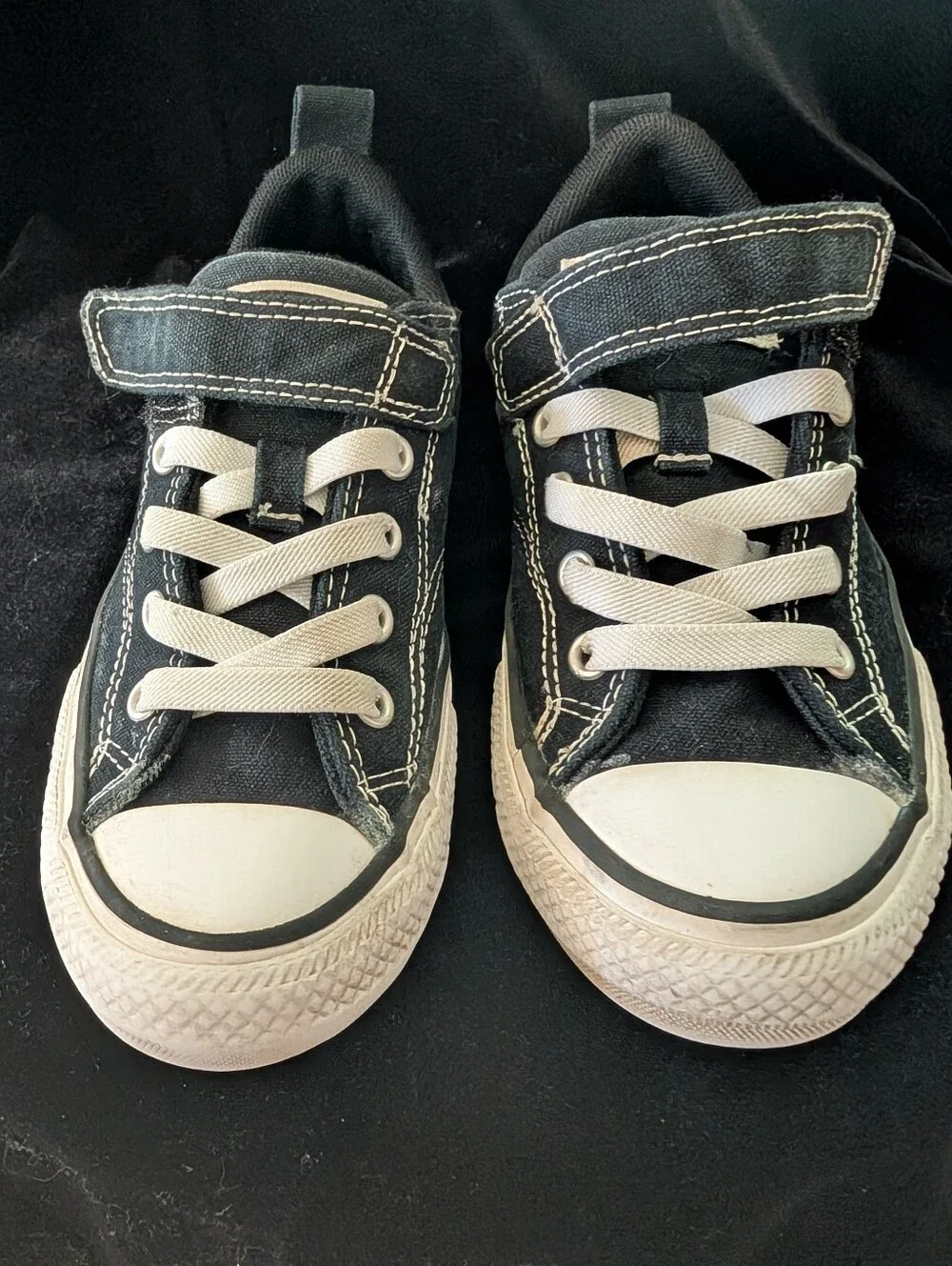 Converse Kids Black Canvas Sneakers with White Accents